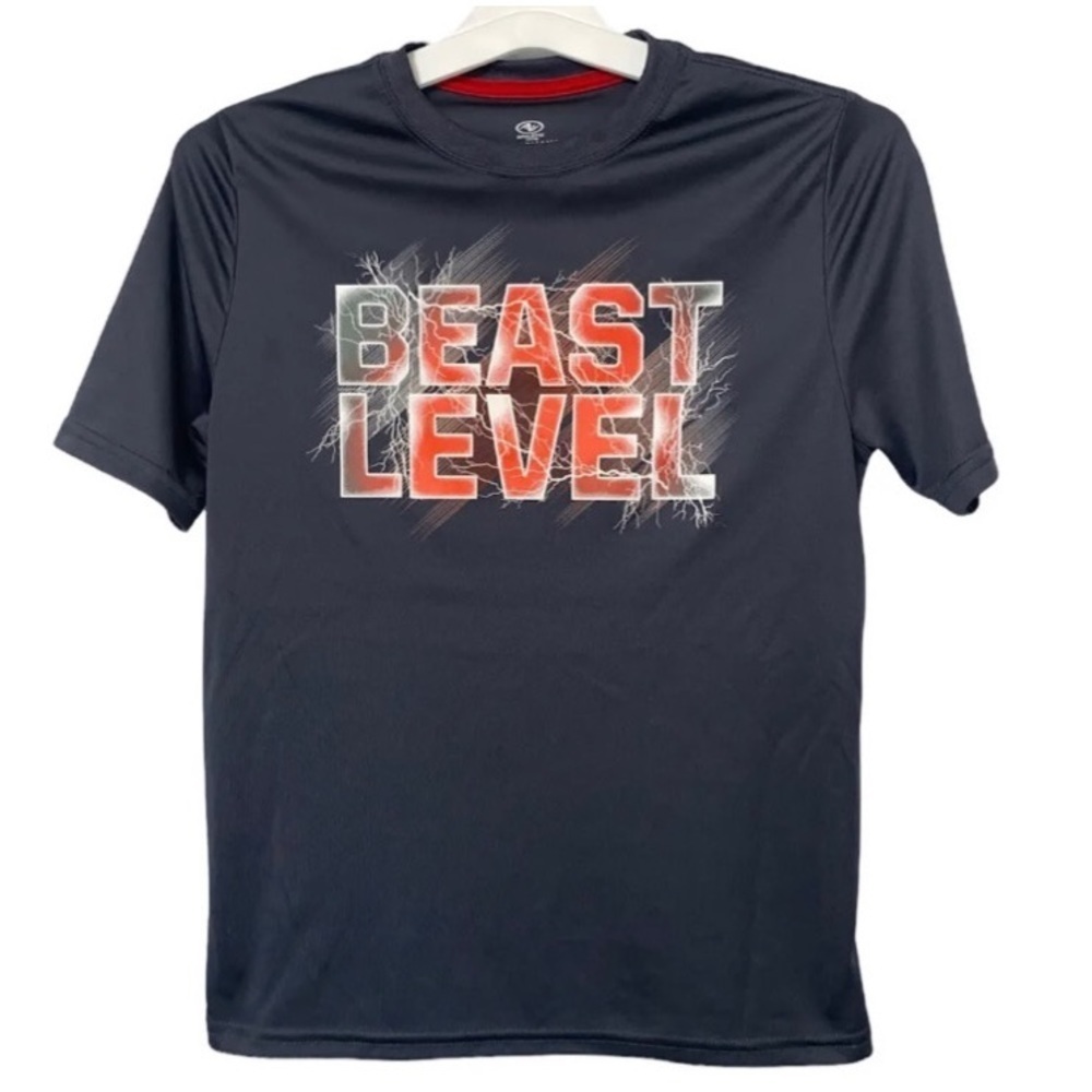 BEAST LEVEL - Athletic Works Performance Tee - Boys Large 14-16 Gray T-shirt 